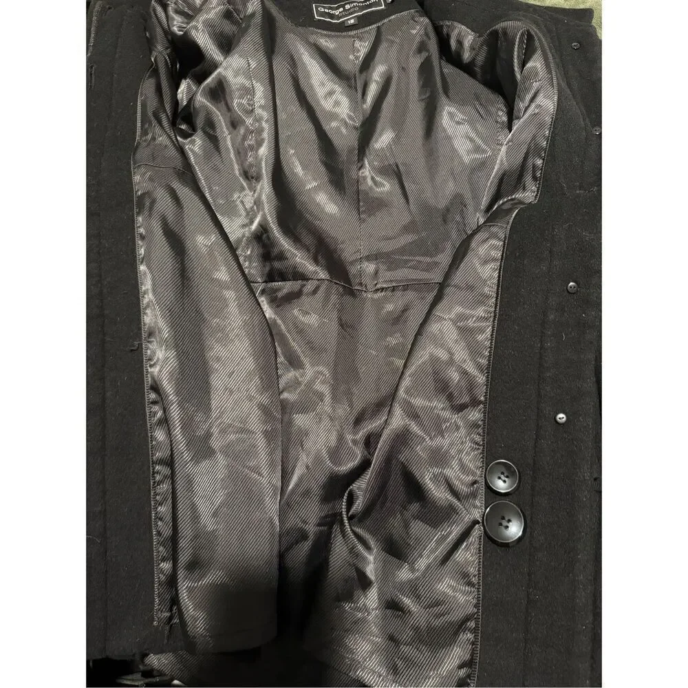 George Simonton studio Australian lambswool cashmere blend black coat 12